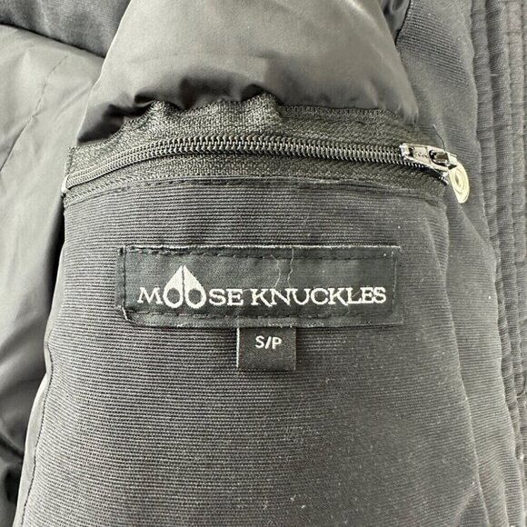 Moose Knuckles Black Down with Fur Jacket Women's Size S - Picture 10 of 16